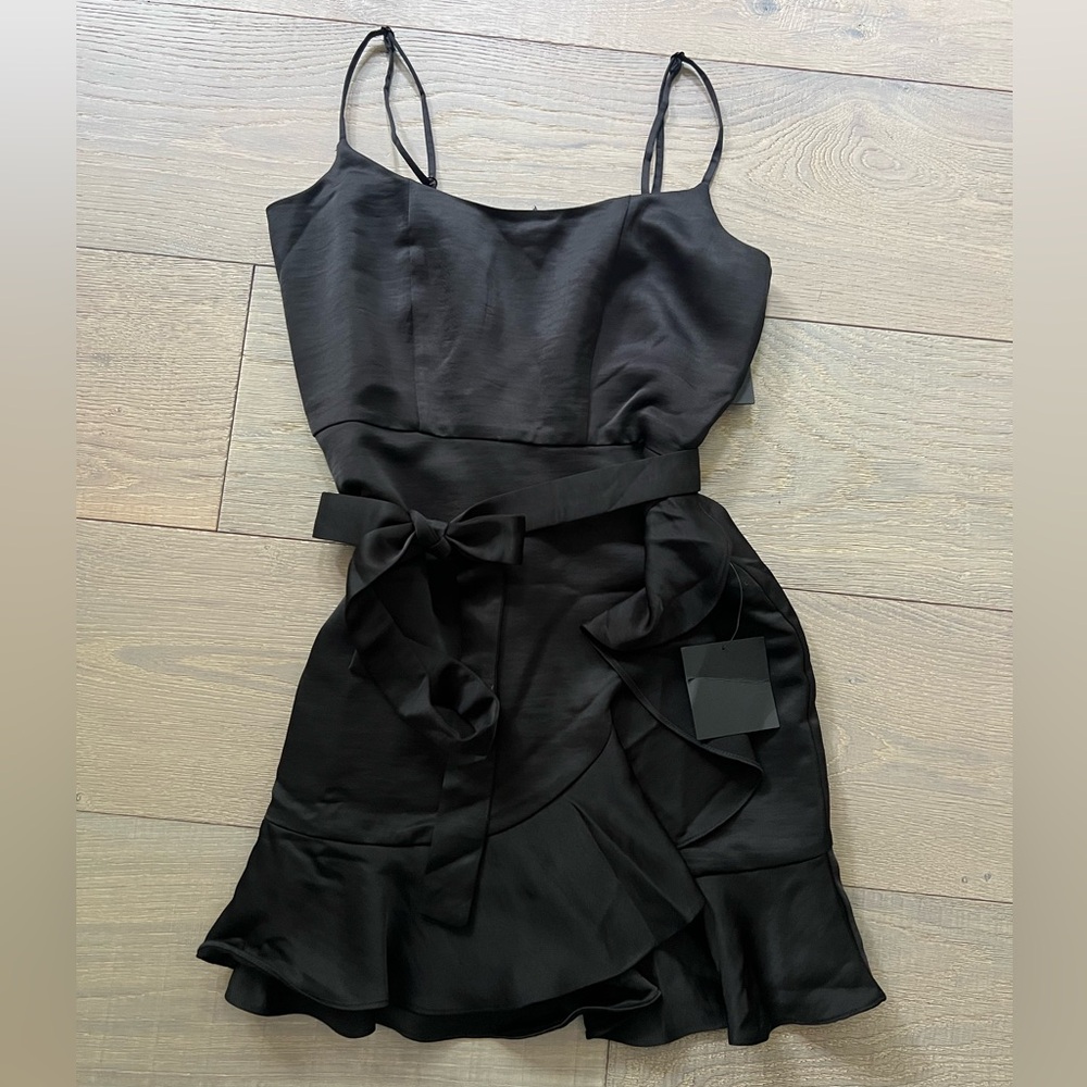Lulus Black Small Ruffle Dress with Tie New With Tags